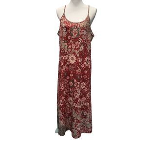 Misslook Maxi Boho Beach Vacation Abstract Red Soft Feel Flowy‎ Dress Size L